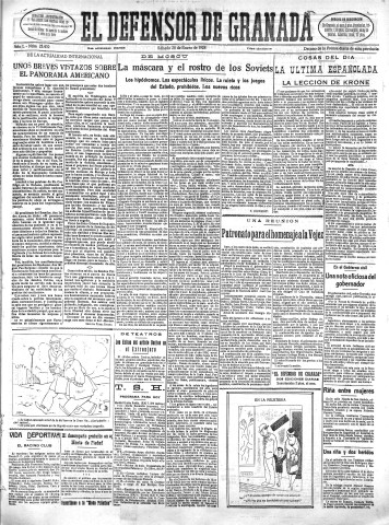 'El Defensor de Granada  : diario político independiente' - Año L Número 25439 Ed. Mañana - 1928 Enero 28