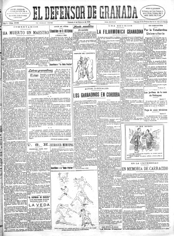 'El Defensor de Granada  : diario político independiente' - Año L Número 25451 Ed. Mañana - 1928 Febrero 04