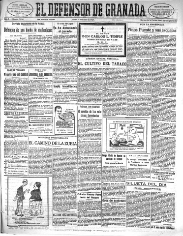 'El Defensor de Granada  : diario político independiente' - Año L Número 26086 Ed. Mañana - 1929 Enero 10