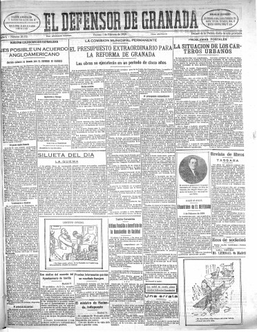 'El Defensor de Granada  : diario político independiente' - Año L Número 26132 Ed. Mañana - 1929 Febrero 01