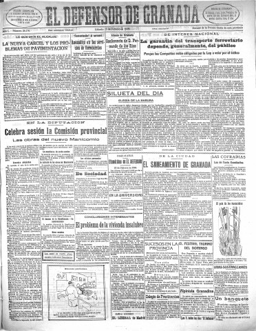 'El Defensor de Granada  : diario político independiente' - Año L Número 26170 Ed. Mañana - 1929 Febrero 23