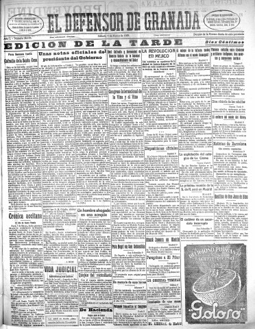 'El Defensor de Granada  : diario político independiente' - Año L Número 26195 Ed. Tarde - 1929 Marzo 09