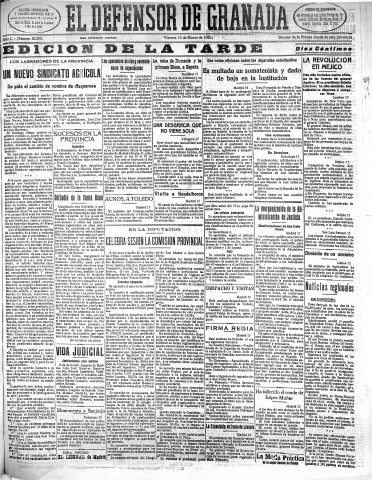 'El Defensor de Granada  : diario político independiente' - Año L Número 26205 Ed. Tarde - 1929 Marzo 15