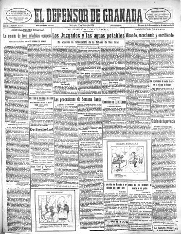 'El Defensor de Granada  : diario político independiente' - Año L Número 26224 Ed. Mañana - 1929 Marzo 27