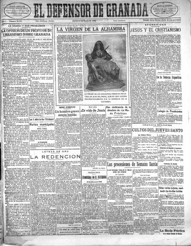 'El Defensor de Granada  : diario político independiente' - Año L Número 26226 Ed. Mañana - 1929 Marzo 28