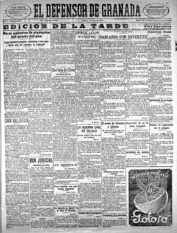 'El Defensor de Granada  : diario político independiente' - Año L Número 26233 Ed. Tarde - 1929 Abril 02