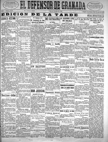 'El Defensor de Granada  : diario político independiente' - Año L Número 26246 Ed. Tarde - 1929 Abril 09