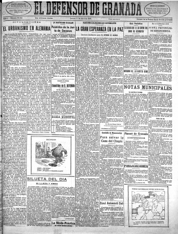 'El Defensor de Granada  : diario político independiente' - Año L Número 26249 Ed. Mañana - 1929 Abril 11
