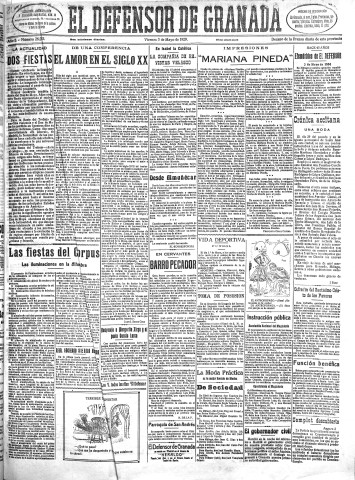 'El Defensor de Granada  : diario político independiente' - Año L Número 26283 Ed. Mañana - 1929 Mayo 03