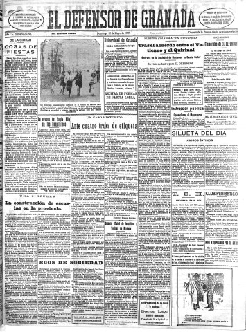 'El Defensor de Granada  : diario político independiente' - Año L Número 26299 Ed. Mañana - 1929 Mayo 12