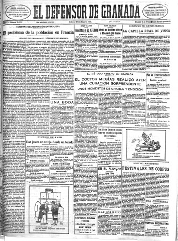 'El Defensor de Granada  : diario político independiente' - Año L Número 26312 Ed. Mañana - 1929 Mayo 25