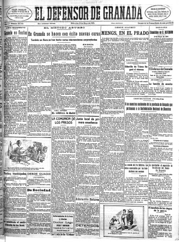 'El Defensor de Granada  : diario político independiente' - Año L Número 26318 Ed. Mañana - 1929 Mayo 29