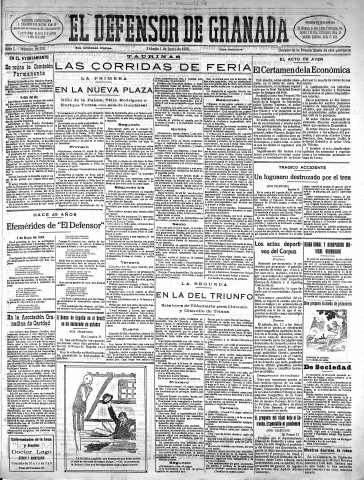 'El Defensor de Granada  : diario político independiente' - Año L Número 26332 Ed. Mañana - 1929 Junio 01
