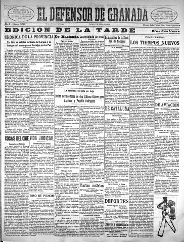 'El Defensor de Granada  : diario político independiente' - Año L Número 26341 Ed. Tarde - 1929 Junio 06