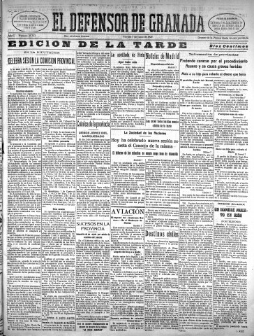 'El Defensor de Granada  : diario político independiente' - Año L Número 26343 Ed. Tarde - 1929 Junio 07