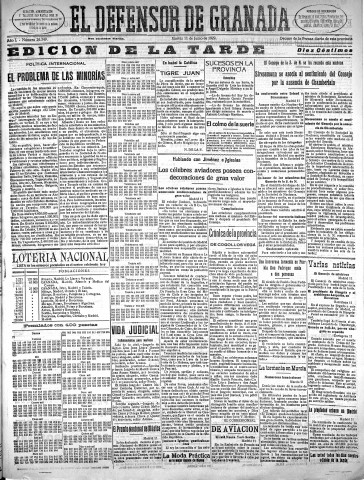 'El Defensor de Granada  : diario político independiente' - Año L Número 26349 Ed. Tarde - 1929 Junio 11