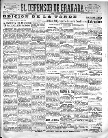 'El Defensor de Granada  : diario político independiente' - Año L Número 26398 Ed. Tarde - 1929 Julio 09