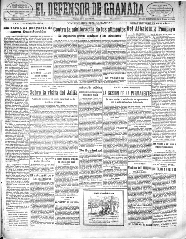'El Defensor de Granada  : diario político independiente' - Año L Número 26403 Ed. Mañana - 1929 Julio 12