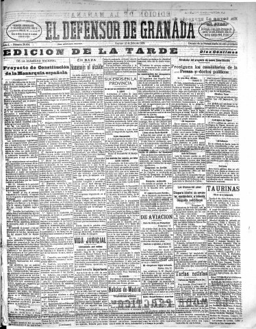 'El Defensor de Granada  : diario político independiente' - Año L Número 26404 Ed. Tarde - 1929 Julio 12