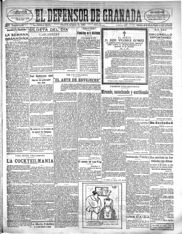 'El Defensor de Granada  : diario político independiente' - Año L Número 26463 Ed. Mañana - 1929 Agosto 16