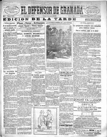 'El Defensor de Granada  : diario político independiente' - Año L Número 26468 Ed. Tarde - 1929 Agosto 19