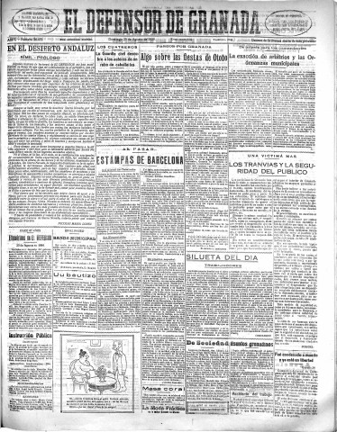 'El Defensor de Granada  : diario político independiente' - Año L Número 26479 Ed. Mañana - 1929 Agosto 25