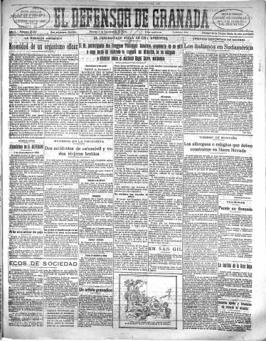 'El Defensor de Granada  : diario político independiente' - Año L Número 26492 Ed. Mañana - 1929 Septiembre 03