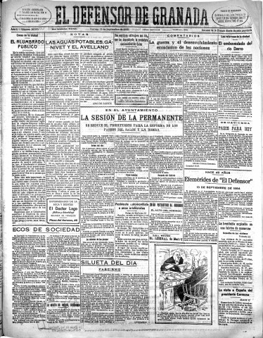 'El Defensor de Granada  : diario político independiente' - Año L Número 26510 Ed. Mañana - 1929 Septiembre 13