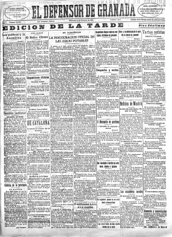 'El Defensor de Granada  : diario político independiente' - Año L Número 26543 Ed. Tarde - 1929 Octubre 02