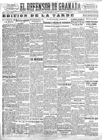'El Defensor de Granada  : diario político independiente' - Año L Número 26555 Ed. Tarde - 1929 Octubre 09
