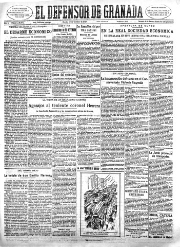 'El Defensor de Granada  : diario político independiente' - Año L Número 26564 Ed. Mañana - 1929 Octubre 15
