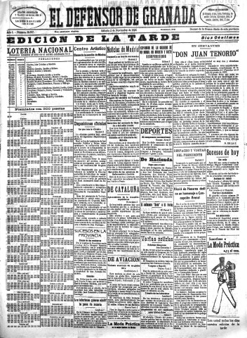'El Defensor de Granada  : diario político independiente' - Año L Número 26597 Ed. Tarde - 1929 Noviembre 02