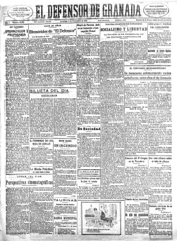 'El Defensor de Granada  : diario político independiente' - Año L Número 26598 Ed. Mañana - 1929 Noviembre 03