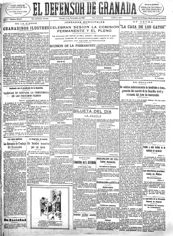 'El Defensor de Granada  : diario político independiente' - Año L Número 26618 Ed. Mañana - 1929 Noviembre 15