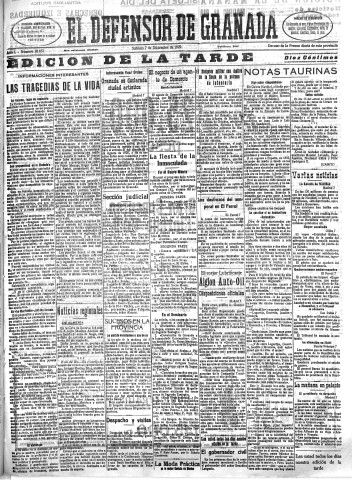 'El Defensor de Granada  : diario político independiente' - Año L Número 26657 Ed. Tarde - 1929 Diciembre 07