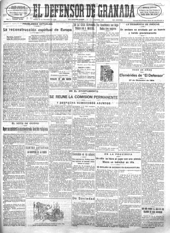 'El Defensor de Granada  : diario político independiente' - Año L Número 26688 Ed. Mañana - 1929 Diciembre 27