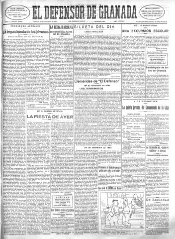 'El Defensor de Granada  : diario político independiente' - Año L Número 26692 Ed. Mañana - 1929 Diciembre 29