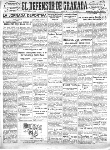 'El Defensor de Granada  : diario político independiente' - Año LI Número 26730 Ed. Tarde - 1930 Enero 20