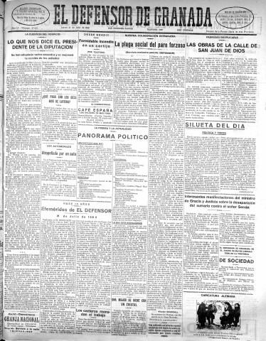 'El Defensor de Granada  : diario político independiente' - Año LI Número 27031 Ed. Mañana - 1930 Julio 31