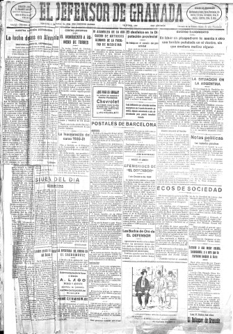 'El Defensor de Granada  : diario político independiente' - Año LI Número 27128 Ed. Mañana - 1930 Octubre 01