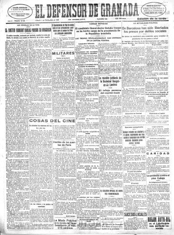 'El Defensor de Granada  : diario político independiente' - Año LI Número 27182 Ed. Tarde - 1930 Noviembre 01