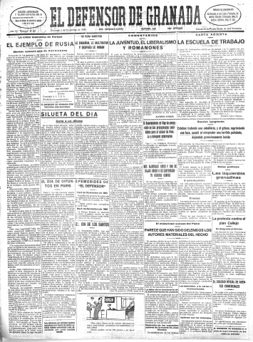 'El Defensor de Granada  : diario político independiente' - Año LI Número 27183 Ed. Mañana - 1930 Noviembre 02