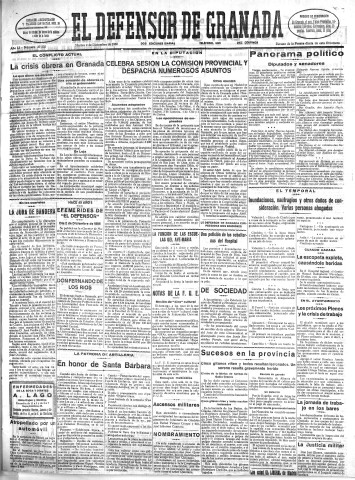 'El Defensor de Granada  : diario político independiente' - Año LI Número 27233 Ed. Mañana - 1930 Diciembre 02