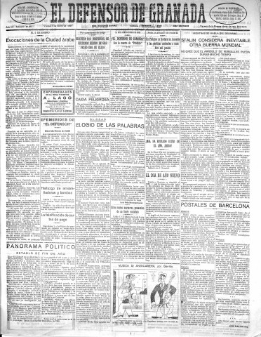 'El Defensor de Granada  : diario político independiente' - Año LII Número 27283 Ed. Mañana - 1931 Enero 02