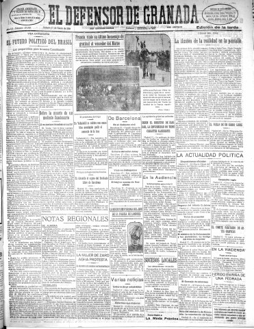 'El Defensor de Granada  : diario político independiente' - Año LII Número 27310 Ed. Tarde - 1931 Enero 17