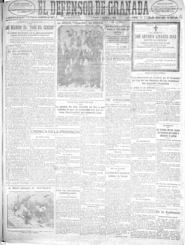 'El Defensor de Granada  : diario político independiente' - Año LII Número 27561 Ed. Tarde - 1931 Junio 24