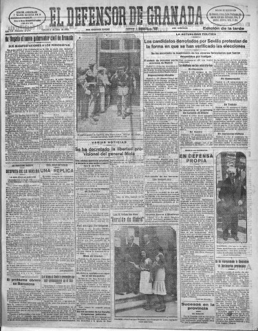 'El Defensor de Granada  : diario político independiente' - Año LII Número 27578 Ed. Tarde - 1931 Julio 04