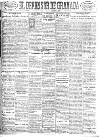 'El Defensor de Granada  : diario político independiente' - Año LII Número 27808 Ed. Mañana - 1931 Noviembre 04