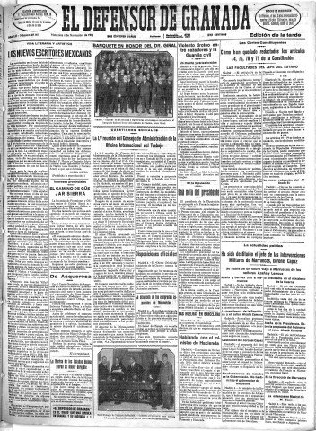 'El Defensor de Granada  : diario político independiente' - Año LII Número 27809 Ed. Tarde - 1931 Noviembre 04