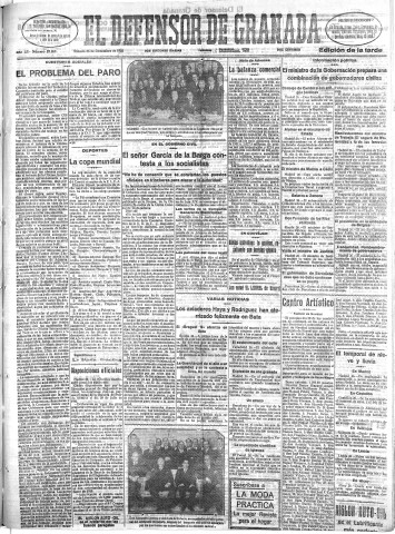 'El Defensor de Granada  : diario político independiente' - Año LII Número 27889 Ed. Tarde - 1931 Diciembre 26